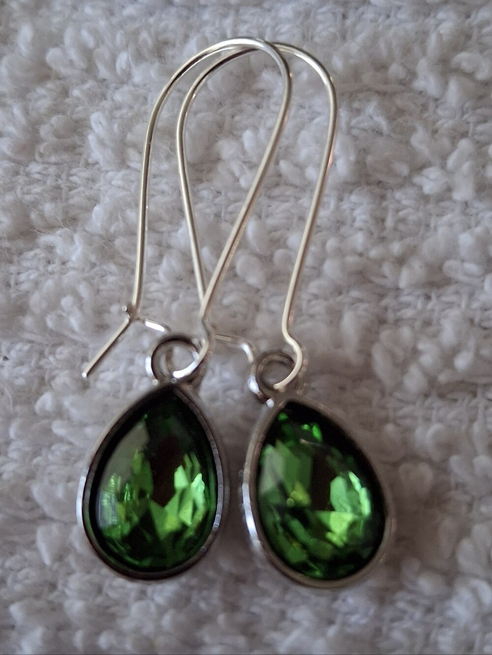 Emerald Green Teardrop Crystal Dangle Earrings